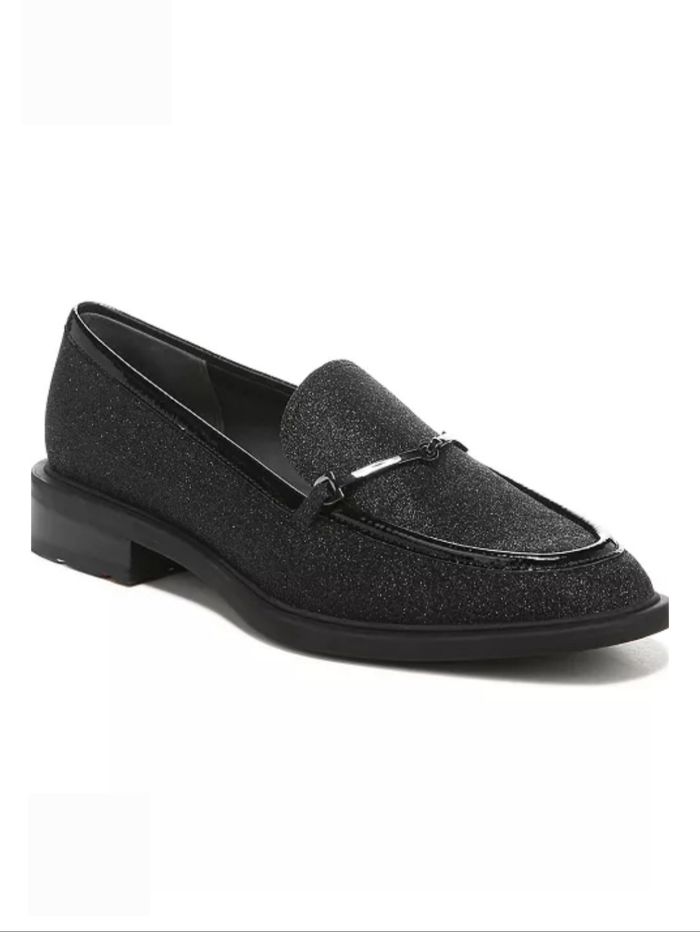 Franco Sarto Dress Loafers 8.5 Black Glitter Eda3 Metallic Bit Formal Classic